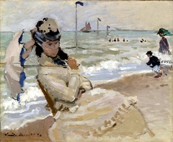 Monet - camille à la plage de trouville 1870 particulier.jpg
