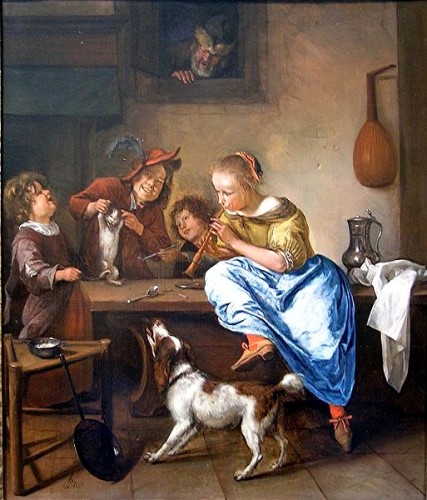 Jan_Steen - ennfants aprenant à dancer à un chat-1666-rijksmuseum.jpg